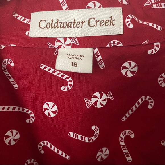Coldwater Creek Blouse Ladies Size 18 Red Candy Canes